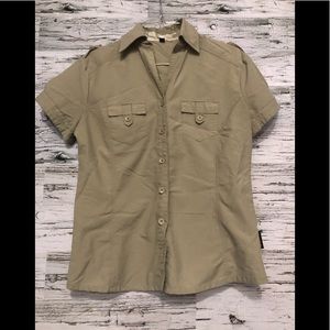 Chlorophylle short sleeve button down shirt. Beige size small